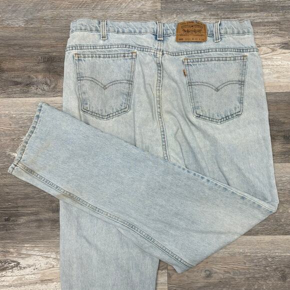 Vintage Levis 505 Orange Tab Faded Blue Men 37x33 Straight Leg Light Wash Jeans - Picture 1 of 10